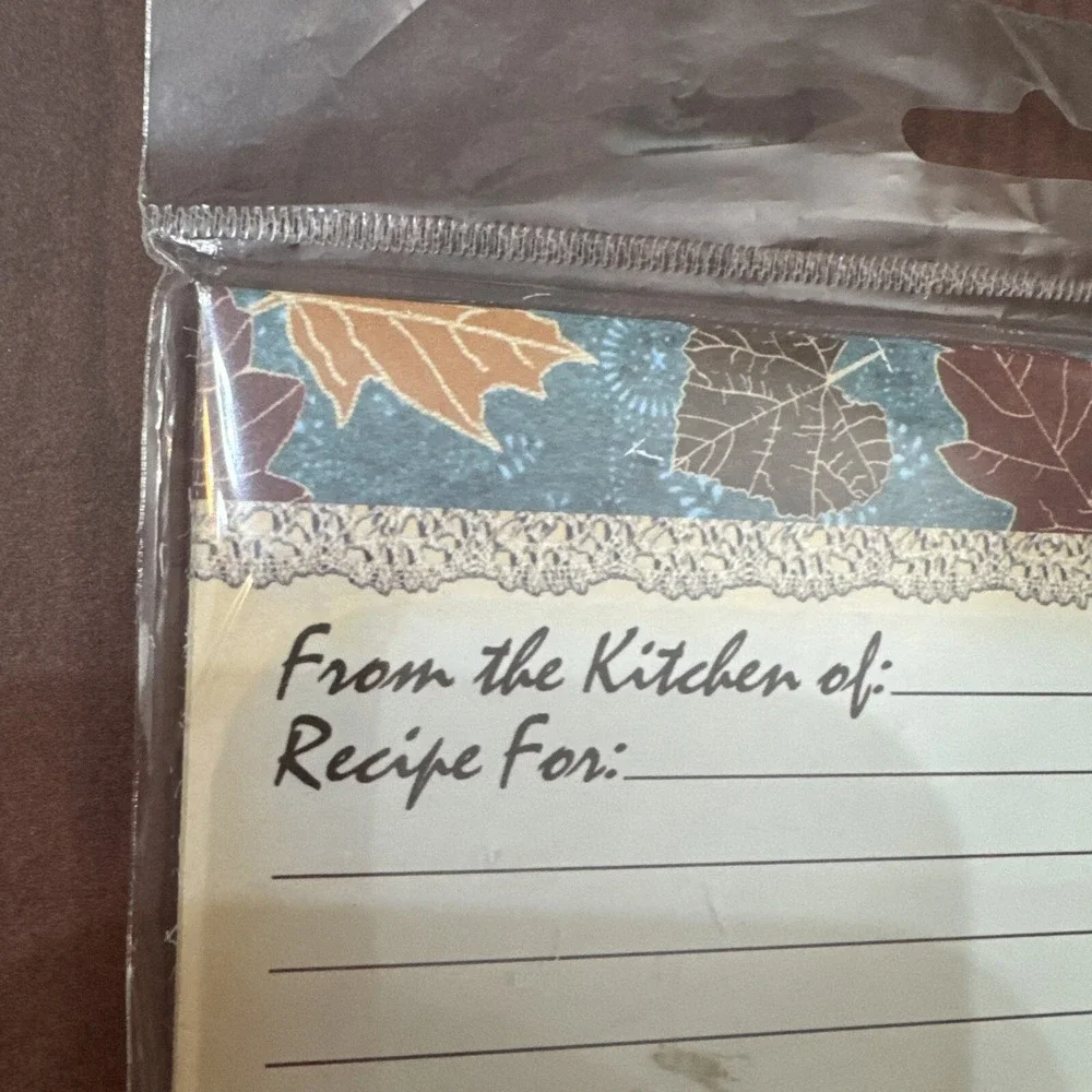 Recipe Cards New Sealed Fall Leaves Thanksgiving‎ Farmhouse Grannycore 4 x 6